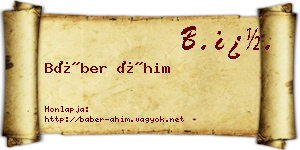 Báber Áhim névjegykártya